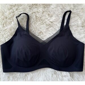 Honeylove Crossover Bra XL Padded Wireless Mesh ComfortFlex  BLACK